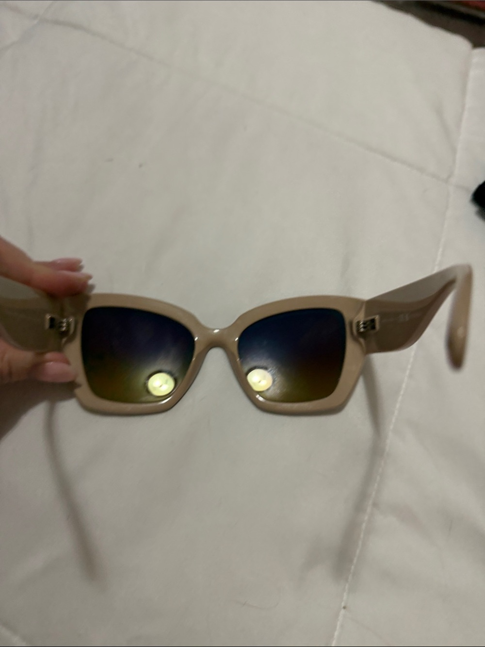 CHANEL Beige and Black Logo Brow Bar Sunglasses with Quilted Black Case - Picture 6 of 6